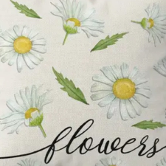NEW LINEN FLORAL DAISIES SPRING/SUMMER DECORATIVE FLOWERS QUOTE PILLOW 18" X 18" - Picture 6 of 6